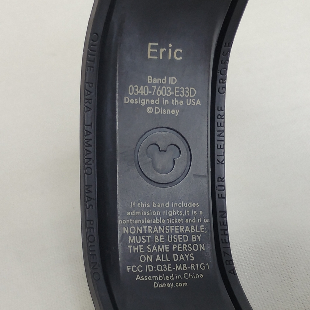 Disney Magic Bands Gray "Eric" Mickey Mouse Park Admission Band ID Bracelet - Picture 4 of 9